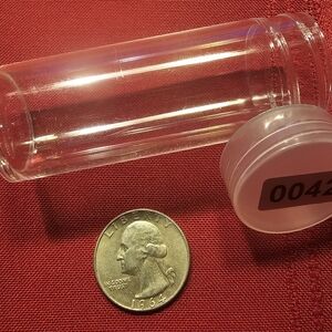 1964-D Silver Washington Quarter With Storage Tube.